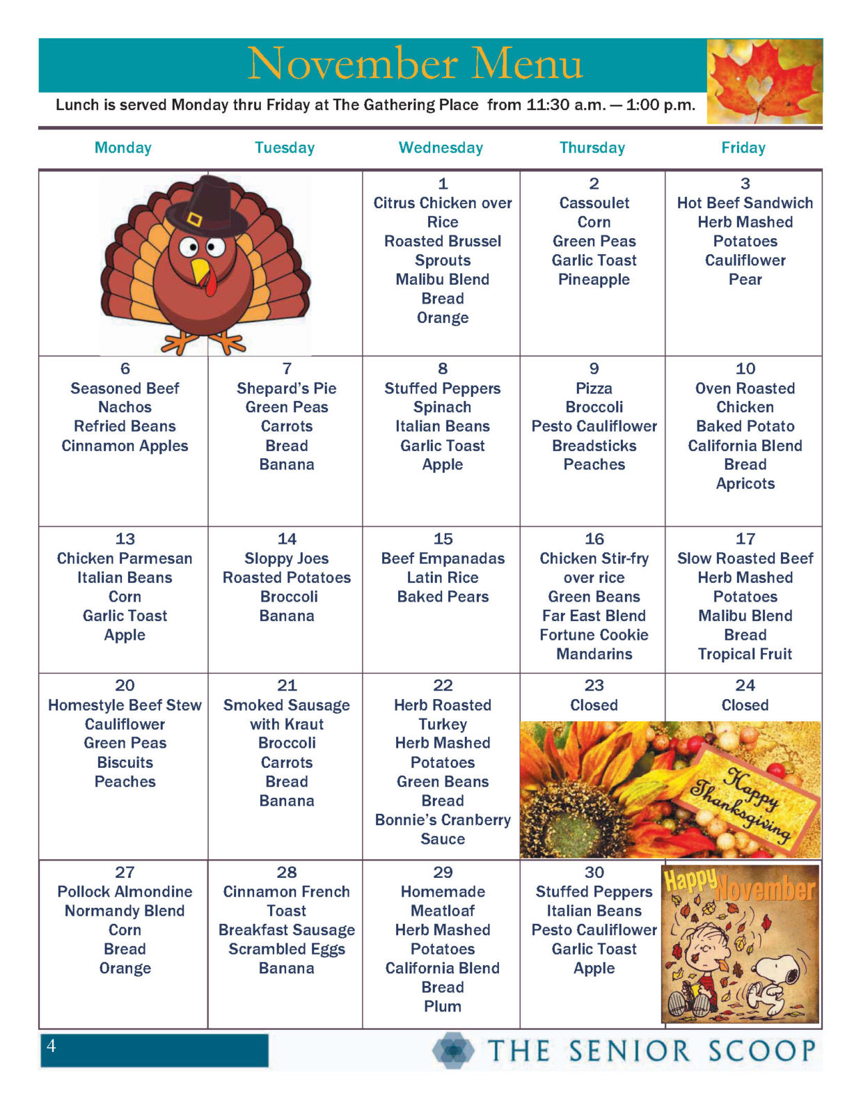 Monthly Meals Menu – Benzie Senior Resources